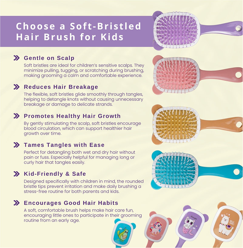 Soft Bristled Hair Brush for Kids